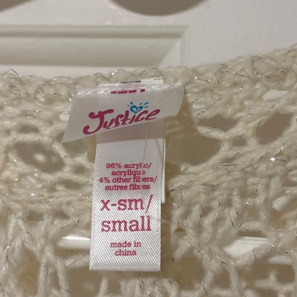 Elegant Justice Ivory Sparkly Knit Poncho XS/S